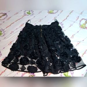 Elegant Black Flower Skirt